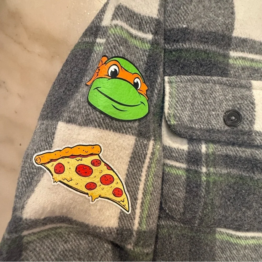 Boys' Teenage Mutant Ninja Turtles Shacket - Green/Charcoal Gray size S 6/7